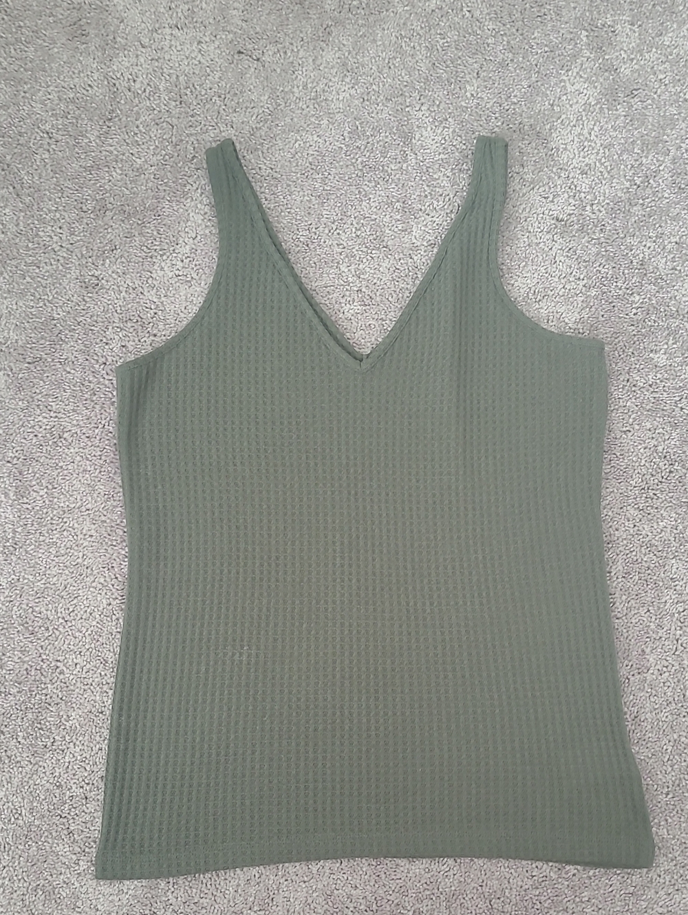 Express Olive Ribbed V-Neck Tank Top